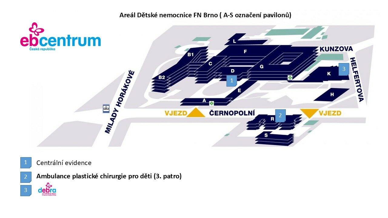 Ambulance plastické chirurgie pro děti - areál Dětské FN Brno